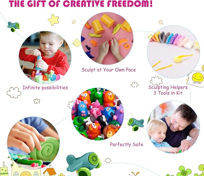 Color Craft Air Clay Studio - 12 Differents Colorful